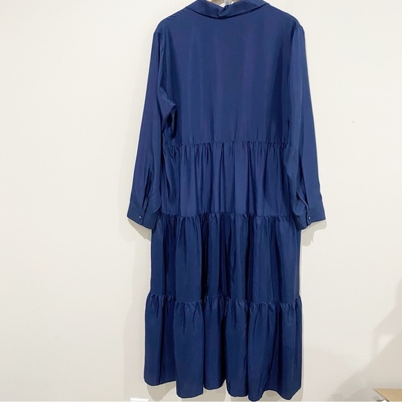 JOHNNY WAS Tiered Wanderer Dress Silk Blue Size Medium - Picture 8 of 12